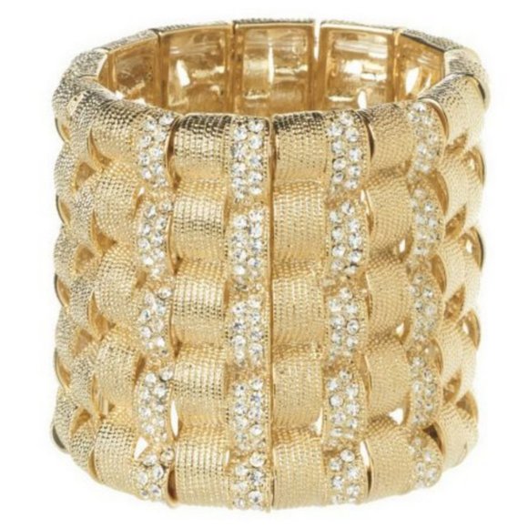 NEW Melania Textured Stretch Bracelet w/Crystals - Picture 2 of 8